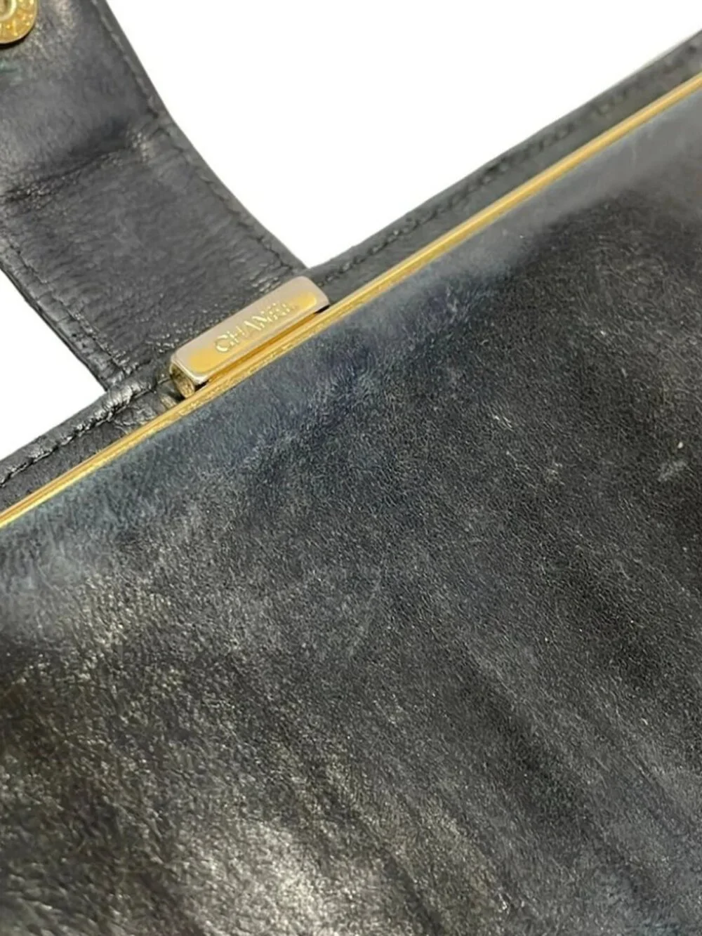 CHANEL Black Calfskin Long Wallet Gold hardware
